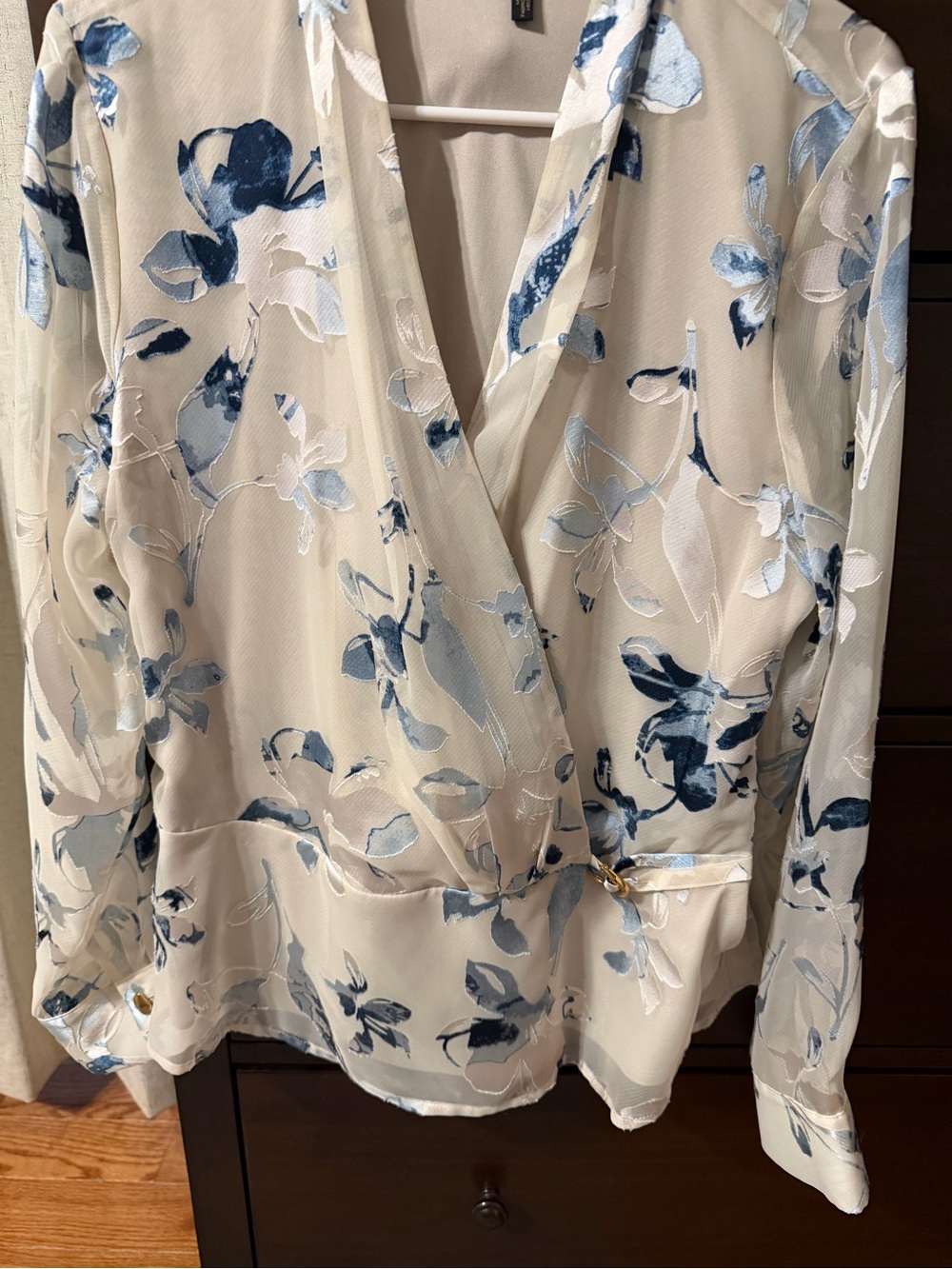 Donna Karan Chiffon Wrap Blouse large NWOT